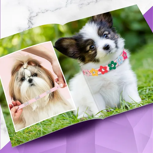 Miniatura 5 de 4 collares de perro rosados con tachuelas y tachuelas, collar de perro con lazo de diamantes de imitación, collar de perro con diamantes