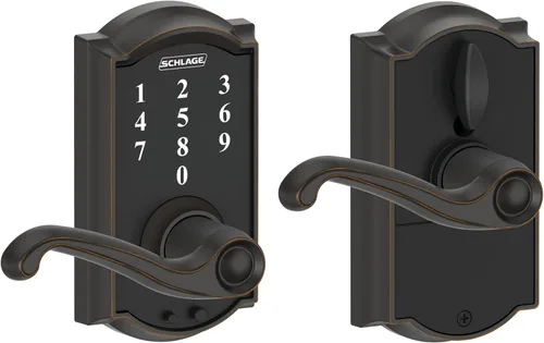 Miniatura 11 de Schlage - Cerradura táctil Camelot con picaporte Accent, cerradura de entrada electrónica sin llave (bronce envejecido, FE695 CAM 716 ACC)