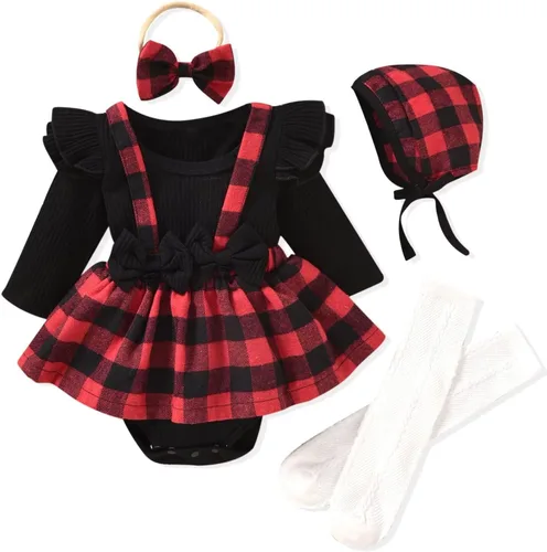 Miniatura 132 de Unutiylo Ropa de bebé recién nacida prematura con tirantes, traje de otoño e invierno, traje de manga larga con volantes
