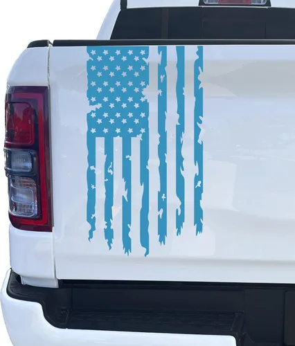 Miniatura 12 de Aldera Graphics Calcomanía de vinilo con la bandera de Estados Unidos de Estados Unidos envejecida compatible con la mayoría de las camionetas