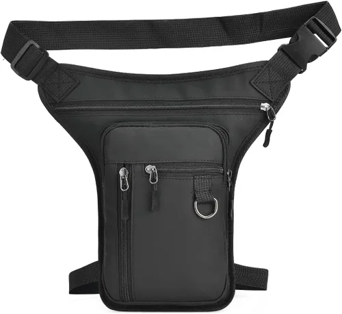 Miniatura 11 de Riñonera para muslos al aire libre para hombres y mujeres, riñonera para montar en motocicleta, bandolera para montar al hombro, senderismo, 01-Negro