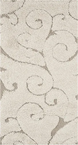 SAFAVIEH Florida Shag Collection - Alfombra decorativa, 2 pies 3 pulgadas x 4 pies, color crema y beige, diseño de volutas, no desprende pelusa y de