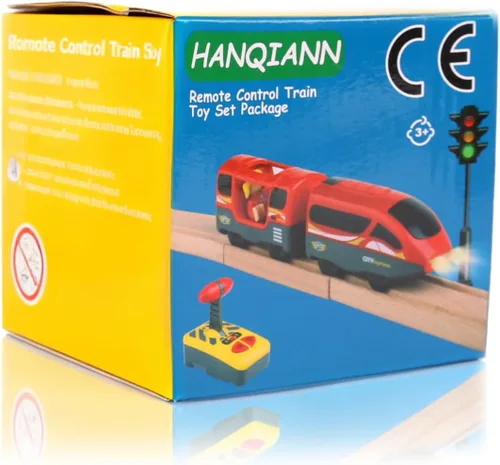 Miniatura 9 de Tren a pilas para pista de madera, potente locomotora con motor de control remoto, juguete de tren con luz y sonidos, regalo para niños pequeños