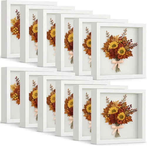 Miniatura 13 de Tuanse 12 Piezas Caja de Sombra a Granel Estuche de Exhibición Caja de Sombra de Plástico Marco de Fotos para Fotos Flores Ramos de Boda Memorial