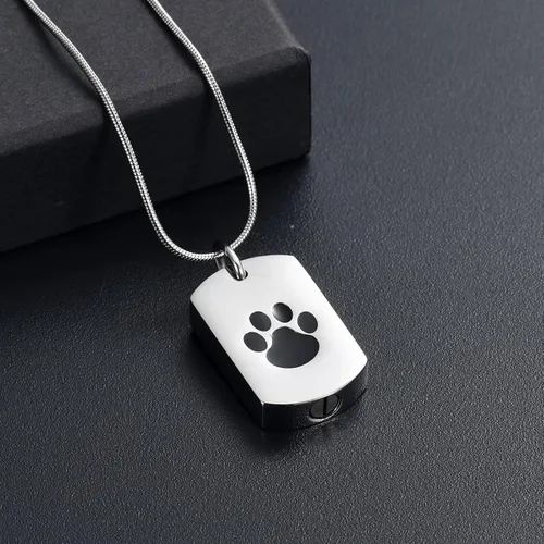 Miniatura 6 de Collar de urna de cremación para cenizas para mascotas, joyería conmemorativa de cenizas con estampado de patas, colgante de recuerdo, deja una foto
