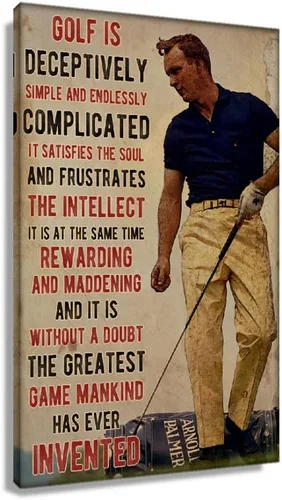 Póster enmarcado de golf con cita deportiva, lienzo con texto vintage de golf, citas espirituales, pintura de pared, decoración temática, listo para