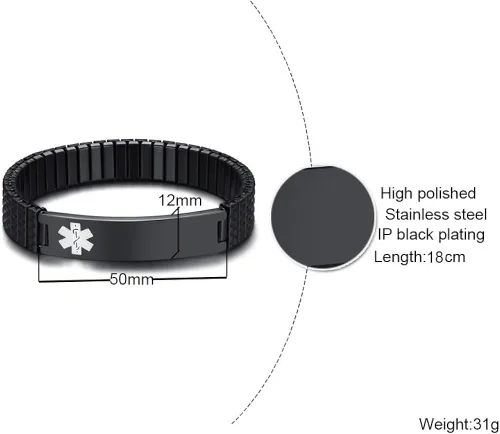 Miniatura 2 de VNOX Pulsera elástica de acero inoxidable chapada en negroplataoro para mujer y niña