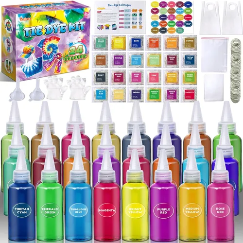 Miniatura 8 de Kit de teñido anudado para niños y adultos, juguete de artes y manualidades para niñas y niños de 6 a 12 años, kits de manualidades de teñido 25