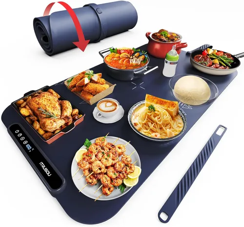 Miniatura 12 de Tapete Calentador de Alimentos, iTRUSOU Bandeja Calentadora Eléctrica con Calentamiento de Superficie Completa para Mantener los Alimentos Calientes