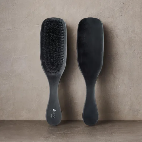 Miniatura 3 de Cepillo de cerdas de jabalí Diane de onda curva para hombres y mujeres - Negro, cerdas suaves para cabello fino a medio - Uso para desenredar