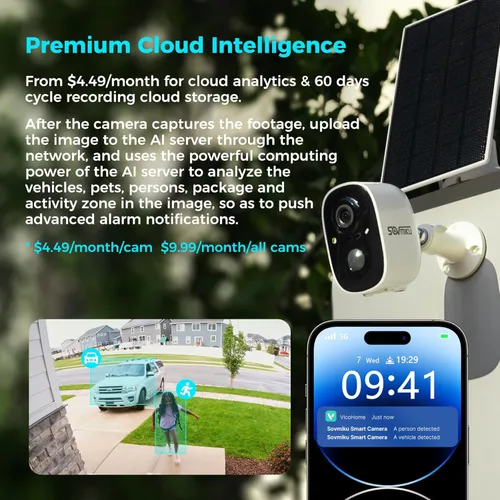 Miniatura 4 de SOVMIKU CG6 Mejor cámara de seguridad solar inalámbrica para exteriores, cámara alimentada por batería, fácil de configurar, detección de movimiento