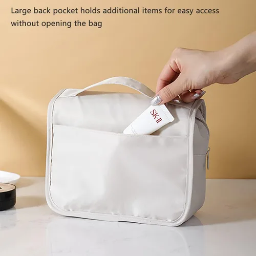 Miniatura 4 de Neceser de viaje colgante para mujer, bolsa de maquillaje resistente al agua, organizador de cosméticos para accesorios de viaje, artículos de Beige