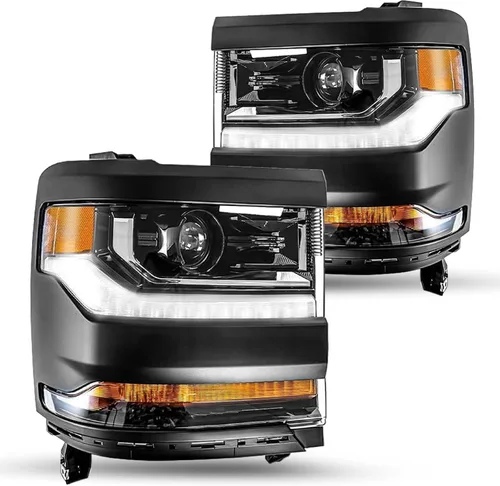 Miniatura 16 de JSBOYAT HID/Xenon para Chevy Silverado 1500 2016-2019 Conjunto de Faros Delanteros de Repuesto Proyector LED DRL Estilo OE de Fábrica Par Juego