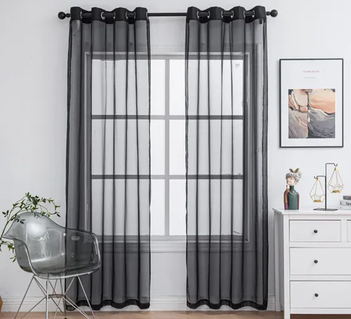 Miniatura 38 de PI - Cortinas traslúcidas con paneles pequeños, cortina transparente para ventana de cocina, mirador, 2 paneles