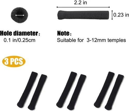 Miniatura 2 de Yauende Suave tejido de algodón para gafas de oreja, almohadillas de patillas para gafas, manga antideslizante cómoda y elástica