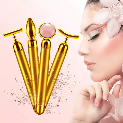 Miniatura 2 de Rodillo masajeador facial 4 en 1, rodillo de cara de oro de 24 quilates, masaje de nariz para masaje facial facial, herramientas para el cuidado