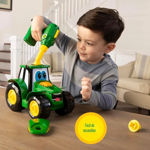 Miniatura 6 de BUILD-A-BUDDY John Deere Tractor de juguete y taladro de juguete - Juguetes STEM para desmontar para niños pequeños con 16 piezas individuales