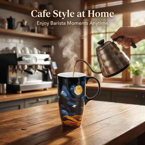 Miniatura 2 de Taza de cerámica Topadorn con taza de café de porcelana de 17 onzas. Taza de café y té con tapa, perfecta para café y té, caja de regalo incluida