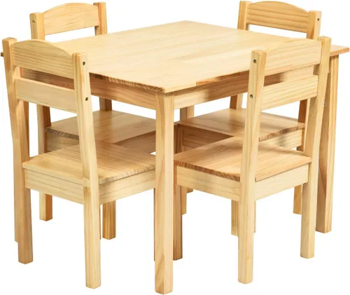 Miniatura 11 de Costzon - Juego de mesa y silla para niños, 5 piezas de mesa de actividades de madera y sillas para manualidades, tareas escolares, hora del Multi