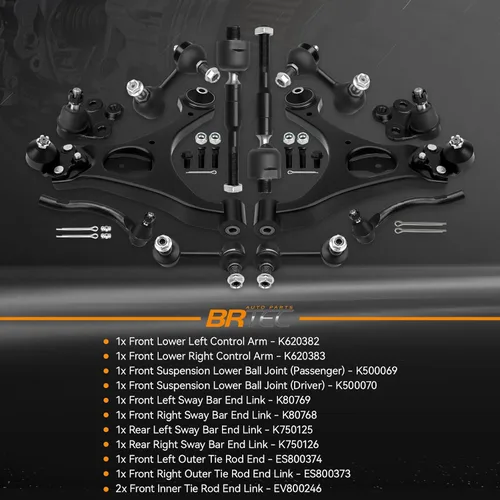 Miniatura 2 de Kit de 12 piezas de brazos de control inferiores delanteros para Honda Civic Non-Si 2006 2007 2008 2009 2010 2011 con rótulas + enlaces de extremo