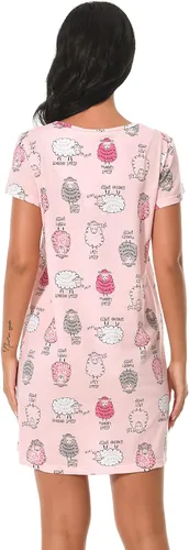 Miniatura 5 de Paquete de 3 camisones para mujer, de algodón suave, manga corta, camisas de noche con estampado para dormir