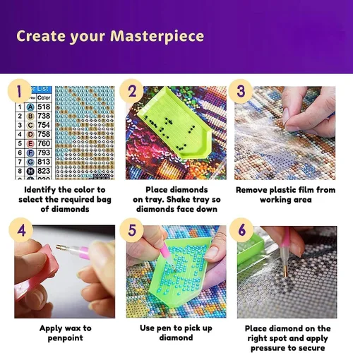 Miniatura 5 de DOTZSO Paquete de 6 pinturas de diamantes 5D para adultos, kit DIY de arte completo de diamantes con arte de cristal y manualidades para AB Moon Lake