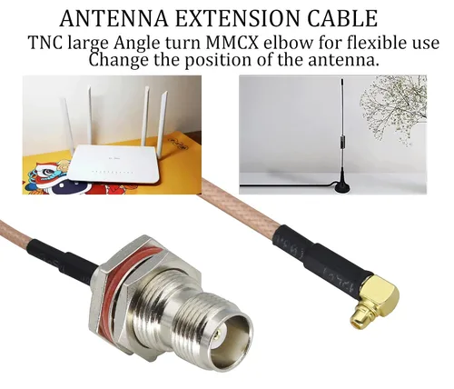Miniatura 6 de RG316 TNC hembra a MMCX macho Cable de ángulo recto MMCX macho enchufe de ángulo recto a mamparo TNC Cable de extensión aérea hembra para antena