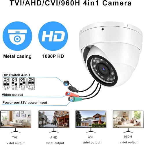 Miniatura 3 de Cámara de seguridad CCTV de 1080p 2MP, 4 en 1 (TVI/AHD/CVI/960H analógica) cámara de seguridad interior con lente fija de 0.110 in