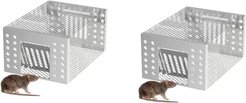 Trampa automática para ratones de acero inoxidable, trampa automática para ratas, trampa automática para ratones, trampas humanas para ratones, 2