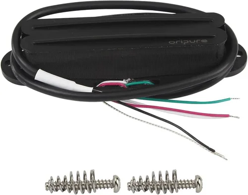 Miniatura 12 de OriPure Pastillas de doble carril caliente Alnico5 Humbucker de un solo tamaño de bobina 15-16K Fit ST/SQ Style Guitarra eléctrica, color negro