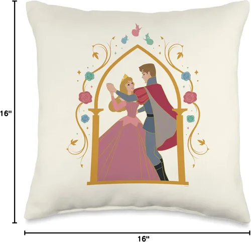 Miniatura 4 de Disney Princess Sleeping Beauty - Almohada para 65 aniversario, diseño de amor, 16 x 16 pulgadas, multicolor