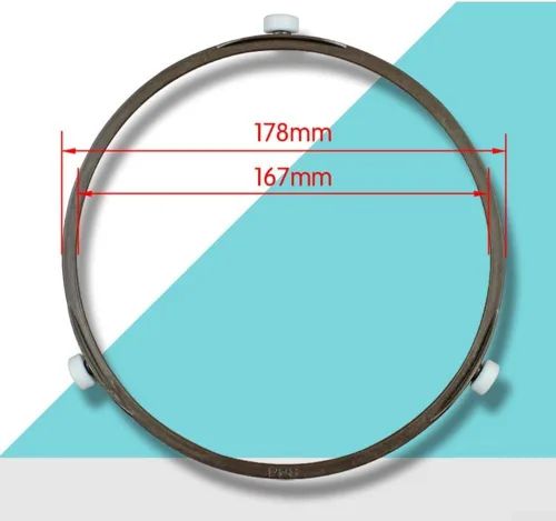 Miniatura 2 de Juego de 2 soportes de rodillos circulares con ruedas de 0.551 in de diámetro y anillo de plástico de 17 3.1 in para tocadiscos de microondas