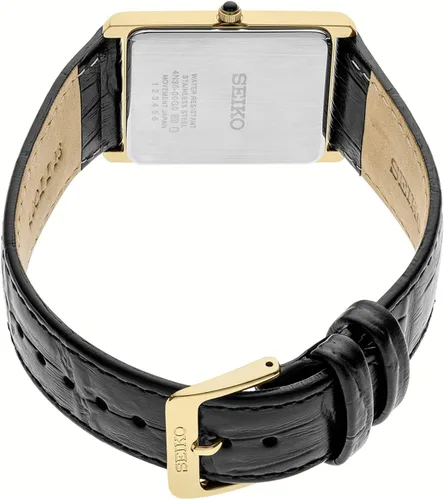Miniatura 3 de SEIKO Essentials Watch for Men - Essentials Collection - Water Resistant with Stainless Steel Rectangular Case and Leather Strap