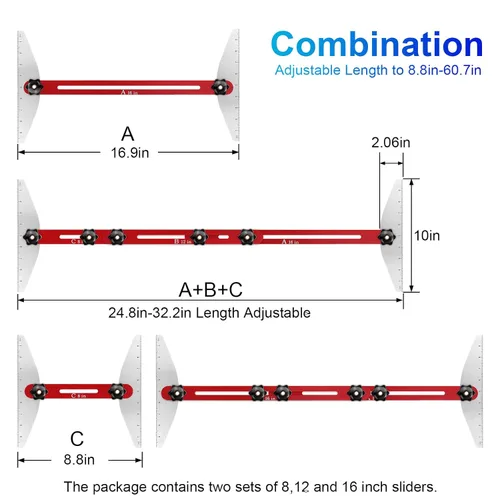 Miniatura 2 de Herramienta de plantilla para peldaños de escalera, plantilla de precisión para escaleras y peldaños - Guía de escalera de aluminio duradera, Rojo