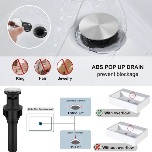 Miniatura 6 de Midanya Grifos de baño en cascada, grifo de lavabo de baño de una sola manija de 1 agujero, moderno grifo de lavabo de tocador de RV con drenaje