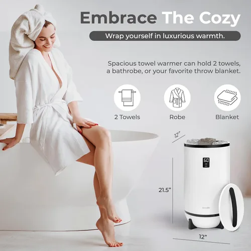 Miniatura 2 de SereneLife Calentador de toallas estilo cubo, calentador de manta portátil para spa y baño, gran capacidad, fragancia personalizable, apagado