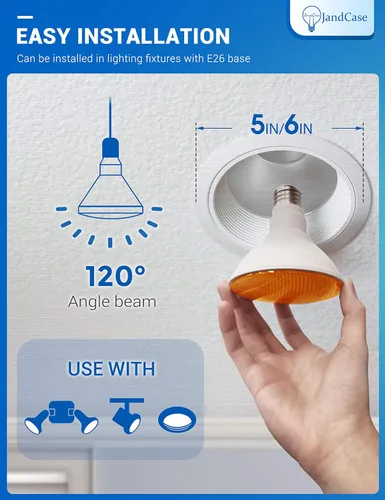 Miniatura 5 de JandCase Luces LED Anti-Insectos para Exteriores, Bombillas de Luz Anti-Insectos Amarillas de 12W para Exteriores, Equivalente a 100 Vatios