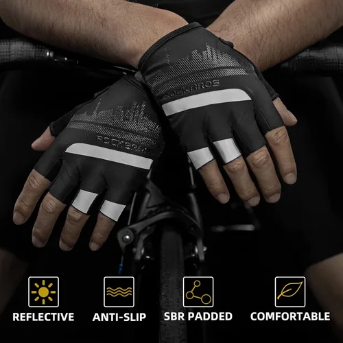 Miniatura 5 de ROCKBROS - Guantes de ciclismo de montaña para hombre, guantes de ciclismo con pantalla táctil, antideslizantes, MTB, guantes de ciclismo