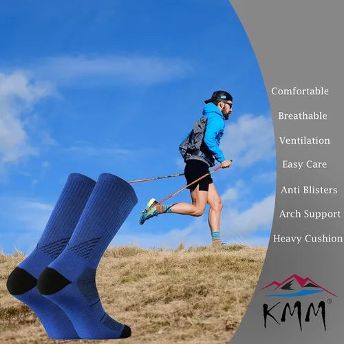 Miniatura 4 de KMM Men's Merino Wool Cushion Crew Socks Moisture Wicking Control Medium Weight Warm for Outdoor Hiking Hike Trail Cycling