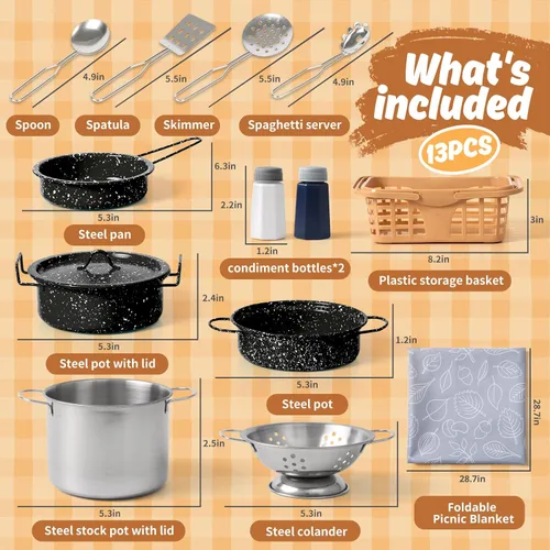 Miniatura 2 de Juego de accesorios de cocina para niños, juguete de cocina para niños pequeños, juego de ollas y sartenes de acero inoxidable coloridas, regalos