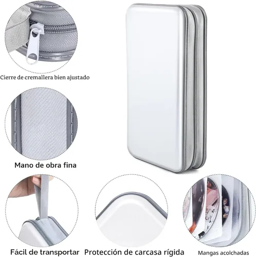 Miniatura 2 de Funda para CD, capacidad 80, con función atril, para almacenamiento de DVD, VCD y Blu-ray (Blanco)