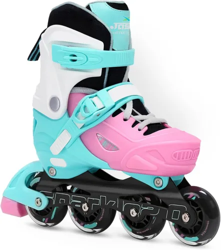 Jaspo Sparkle 2.0 - Patines en línea/cuádruples convertibles y ajustables, diseño 2 en 1, chasis de aluminio, ruedas de poliuretano 85A de 2.756 in,