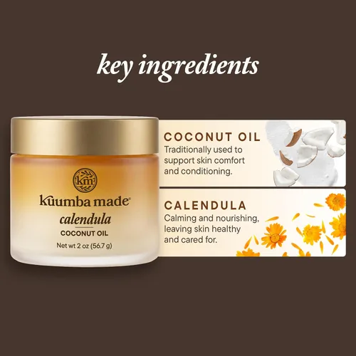 Miniatura 5 de Kuumba Made Aceite de coco de caléndula con infusión botánica, hidratante diario orgánico para piel y mascarilla nutritiva para el cabello, 2 onzas