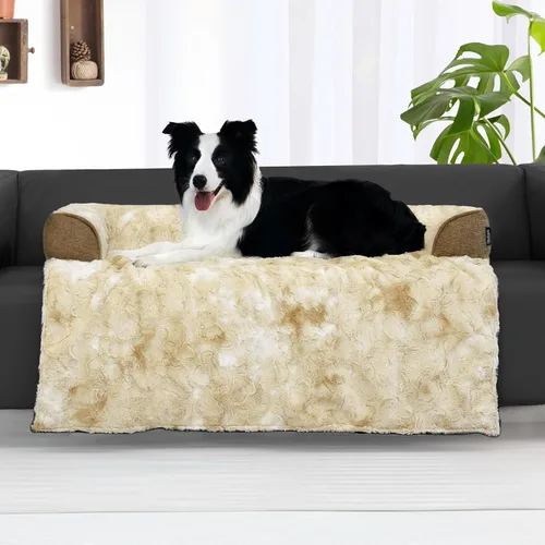 Miniatura 15 de Cama calmante para perros grande para sofá, funda de sofá extraíble de 41 x 37 pulgadas para perros, lavable, antideslizante y esponjosa de felpa
