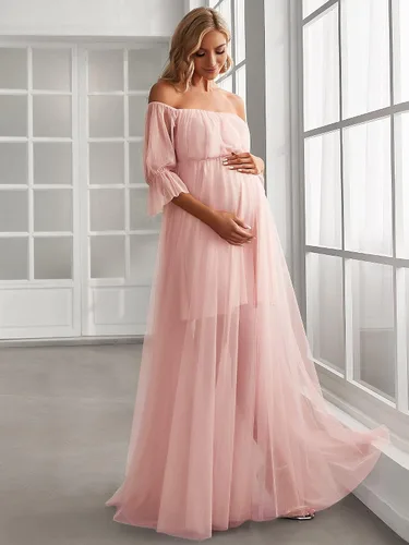 Miniatura 3 de Ever-Pretty Vestido de maternidad de tul con hombros descubiertos para mujer 20862