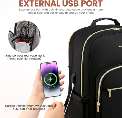 Miniatura 6 de LOVEVOOK - Mochila de 15.6 pulgadas para laptop, para mujer, bolsa de viaje linda para mujer, mochila de laptop profesional, bolsa de computadora