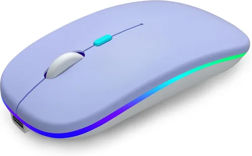 Miniatura 18 de AIKOKOK Ratón Inalámbrico Bluetooth Recargable para Laptop con LED Portátil (BT5.2 y USB 2.4G) Conexión de Modo Dual Ratón Silencioso Delgado