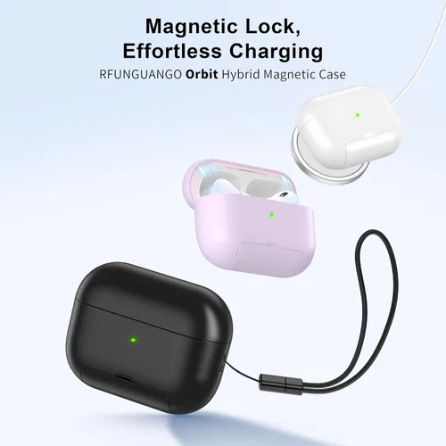 Miniatura 3 de RFUNGUANGO Funda protectora para AirPods Pro de 2ª generación, con función de soporte para teléfono, bloqueo de cubierta magnética, para AirPods Pro
