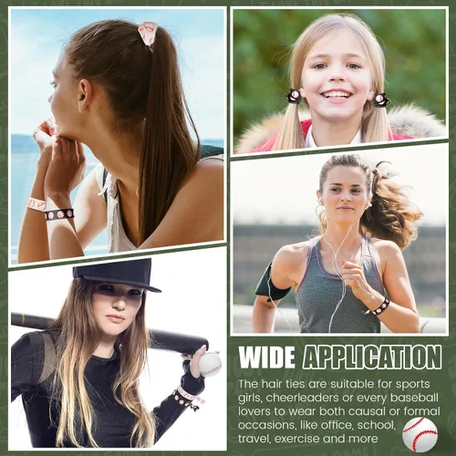 Miniatura 6 de Hanaive 20 ligas elásticas para el pelo de béisbol, pulseras sin arrugas, accesorios para mujeres