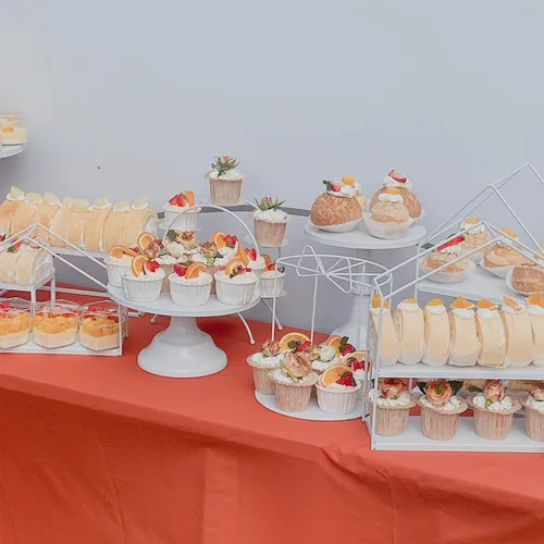 Miniatura 9 de Juego de 3 soportes para tartas, platos de exhibición de postres negros para baby shower, boda, fiesta de cumpleaños, celebración, decoración